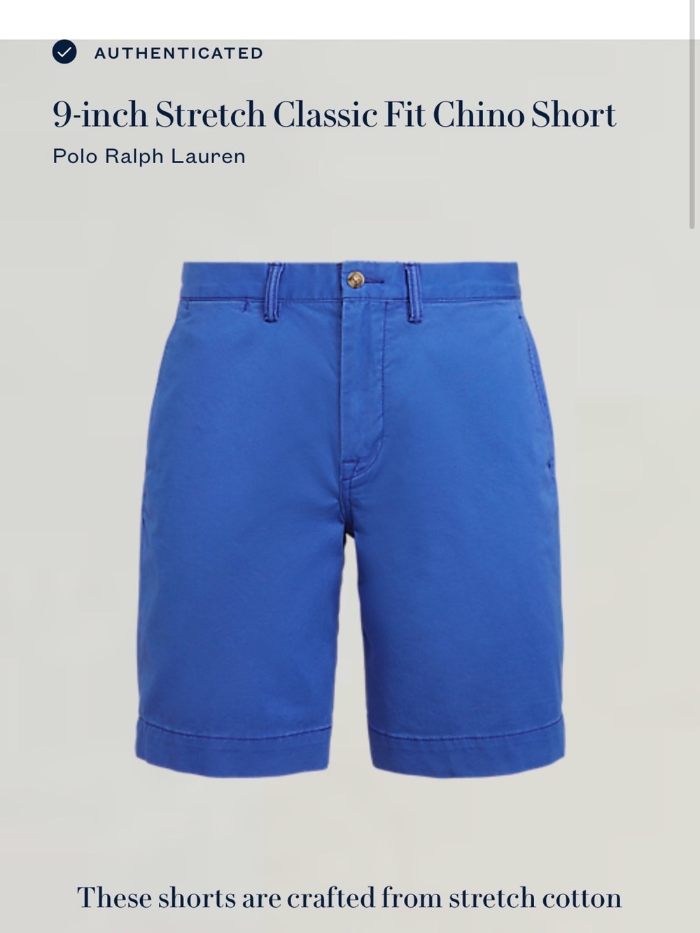 Polo by Ralph Lauren Shorts Men’s 36 Cobalt Blue Flat Front Chino